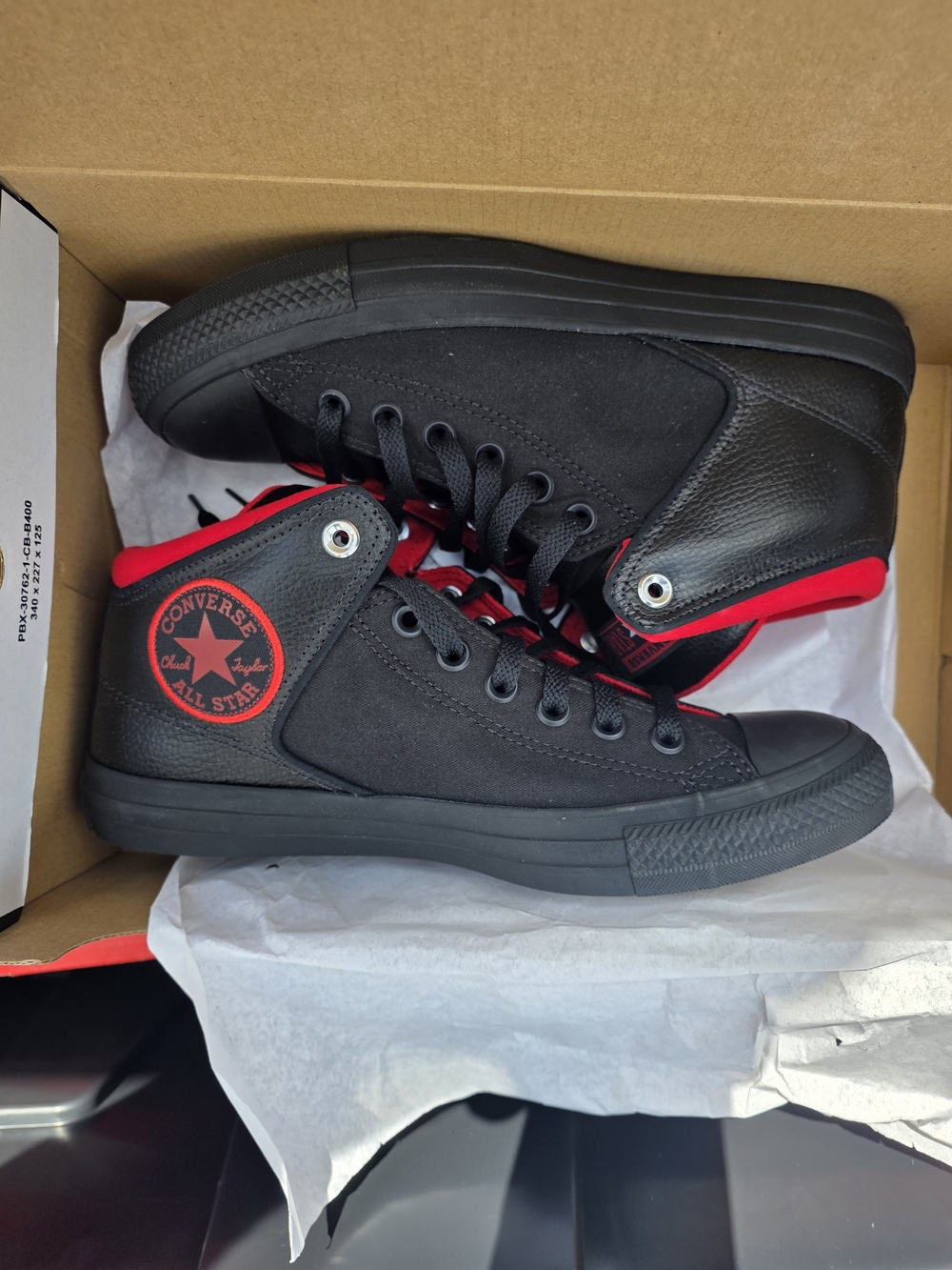 Converse Black High-Top Sneakers with Red Accents